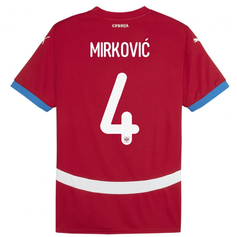Danxen Dames Servië Nemanja Mirković #4 Rood Thuisshirt Thuistenue 24-26 T-Shirt