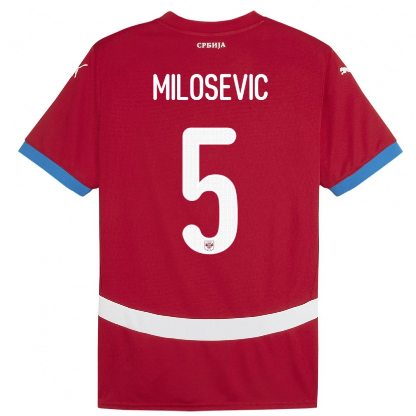 Danxen Dames Servië Jovan Milosevic #5 Rood Thuisshirt Thuistenue 24-26 T-Shirt