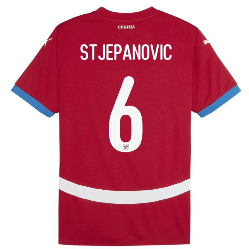 Danxen Dames Servië Mateja Stjepanovic #6 Rood Thuisshirt Thuistenue 24-26 T-Shirt