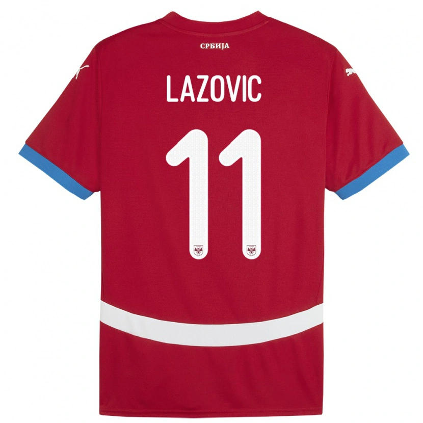 Danxen Dames Servië Filip Lazovic #11 Rood Thuisshirt Thuistenue 24-26 T-Shirt
