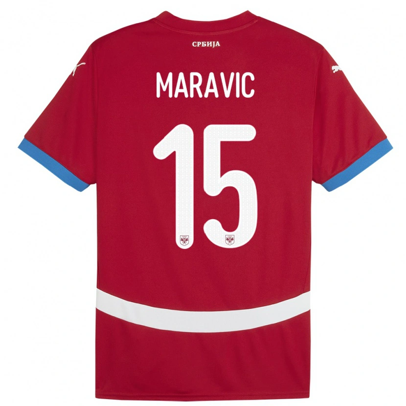 Danxen Dames Servië Mateo Maravic #15 Rood Thuisshirt Thuistenue 24-26 T-Shirt