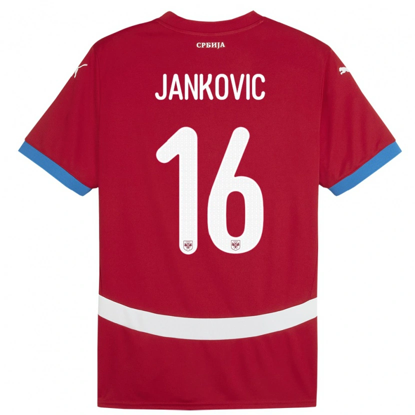 Danxen Dames Servië Dimitrije Jankovic #16 Rood Thuisshirt Thuistenue 24-26 T-Shirt