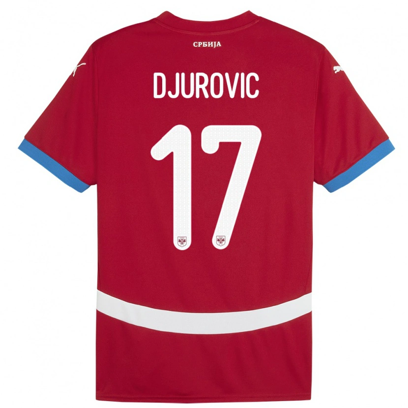 Danxen Dames Servië Stefan Djurovic #17 Rood Thuisshirt Thuistenue 24-26 T-Shirt