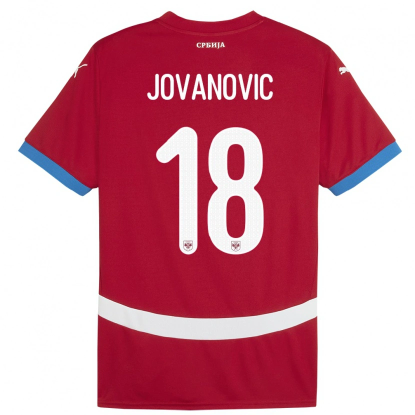 Danxen Dames Servië Dusan Jovanovic #18 Rood Thuisshirt Thuistenue 24-26 T-Shirt