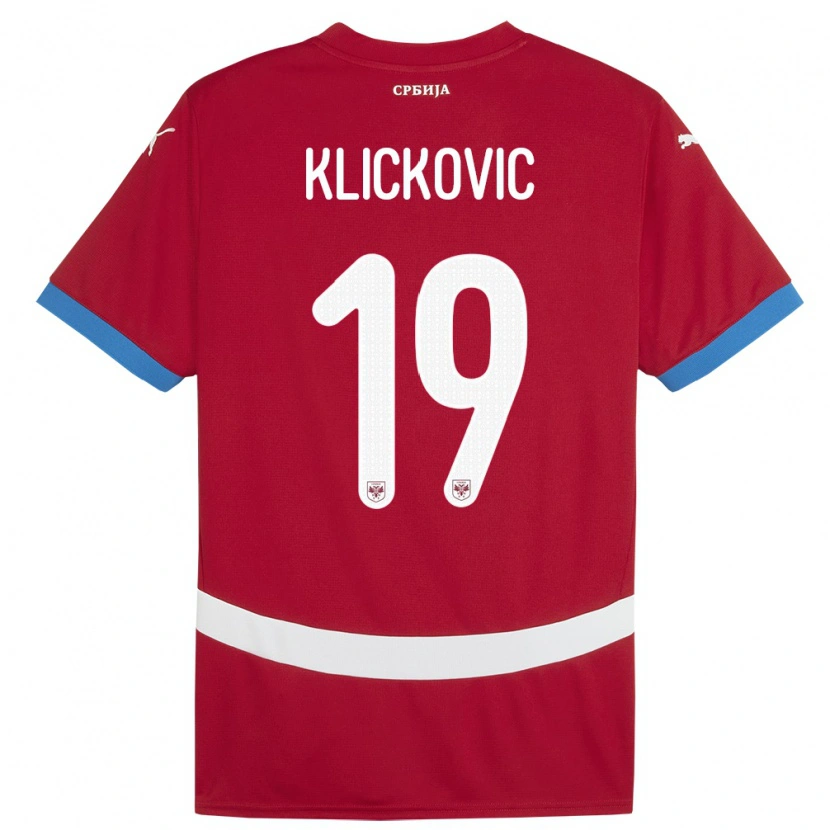 Danxen Dames Servië Maksim Klickovic #19 Rood Thuisshirt Thuistenue 24-26 T-Shirt