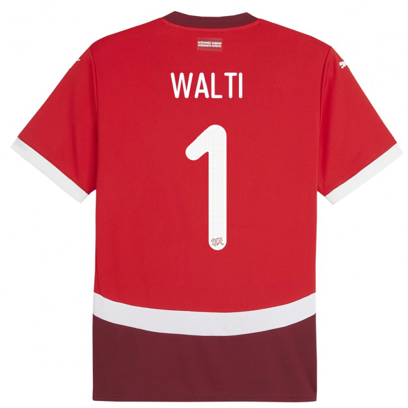 Danxen Dames Zwitserland Dario Wälti #1 Rood Thuisshirt Thuistenue 24-26 T-Shirt