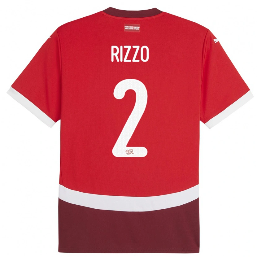 Danxen Dames Zwitserland Mattia Rizzo #2 Rood Thuisshirt Thuistenue 24-26 T-Shirt