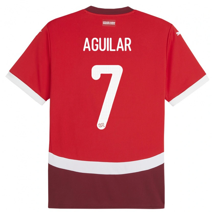 Danxen Dames Zwitserland Enrique Aguilar #7 Rood Thuisshirt Thuistenue 24-26 T-Shirt