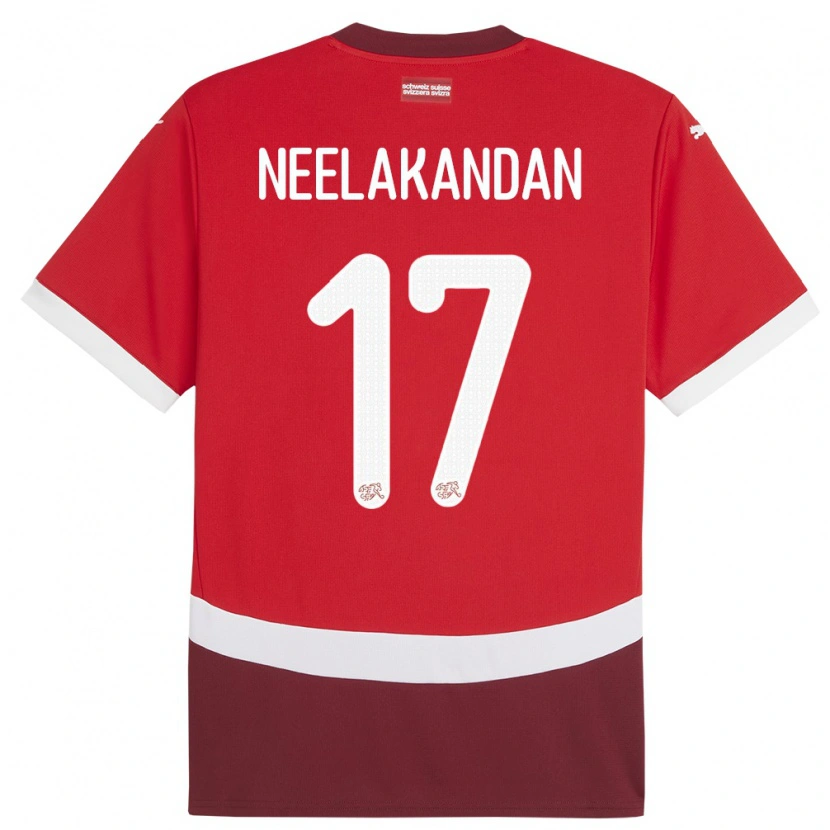 Danxen Dames Zwitserland Ranjan Neelakandan #17 Rood Thuisshirt Thuistenue 24-26 T-Shirt