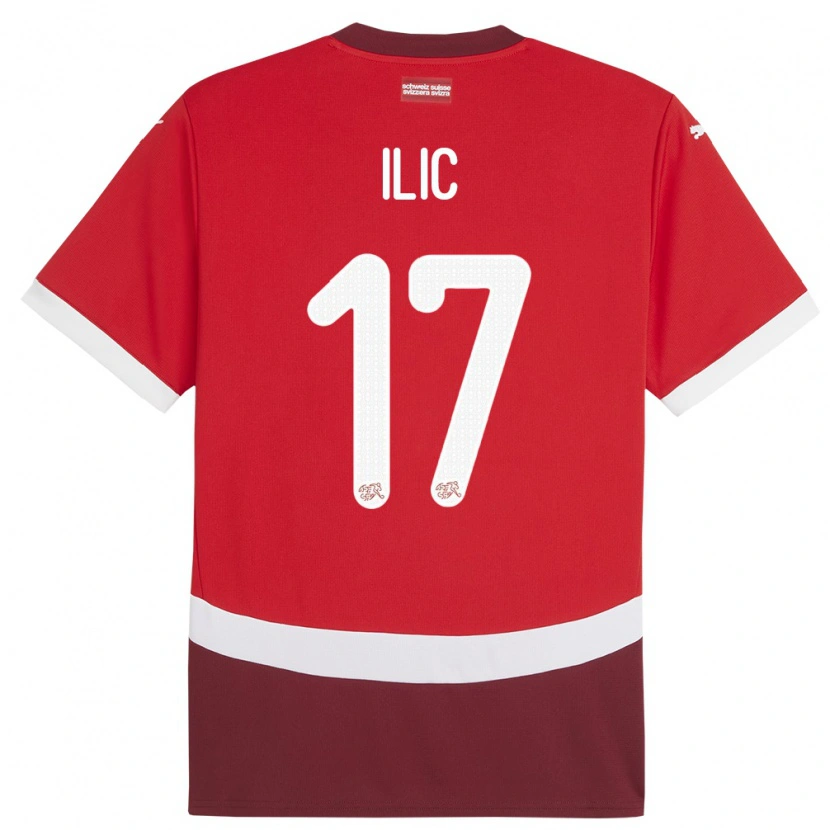 Danxen Dames Zwitserland Adam Ilic #17 Rood Thuisshirt Thuistenue 24-26 T-Shirt
