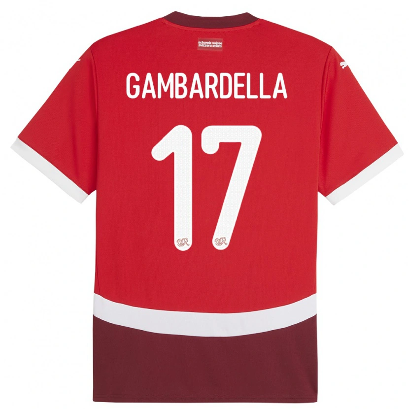 Danxen Dames Zwitserland Matteo Gambardella #17 Rood Thuisshirt Thuistenue 24-26 T-Shirt