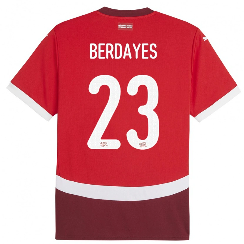 Danxen Dames Zwitserland Théo Berdayes #23 Rood Thuisshirt Thuistenue 24-26 T-Shirt