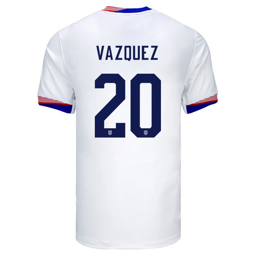 Danxen Dames Verenigde Staten Brandon Vazquez #20 Wit Thuisshirt Thuistenue 24-26 T-Shirt