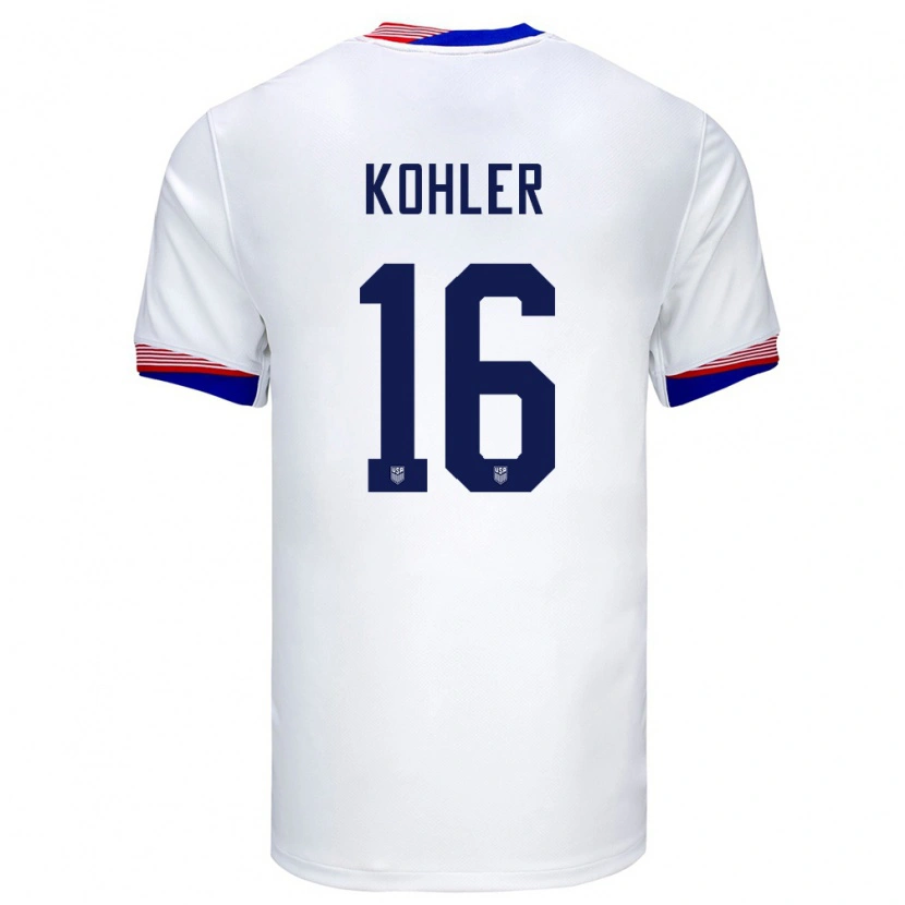 Danxen Dames Verenigde Staten Ethan Kohler #16 Wit Thuisshirt Thuistenue 24-26 T-Shirt
