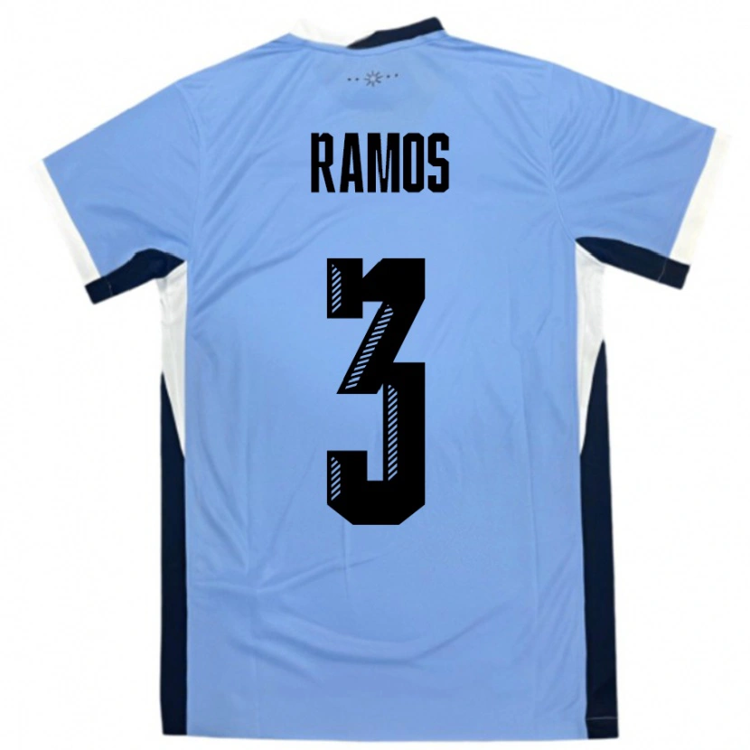 Danxen Dames Uruguay Nicolás Ramos #3 Wit Zwart Thuisshirt Thuistenue 24-26 T-Shirt