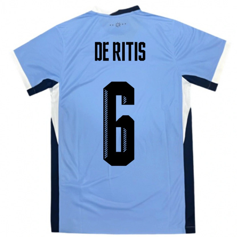 Danxen Dames Uruguay Mathias De Ritis #6 Wit Zwart Thuisshirt Thuistenue 24-26 T-Shirt