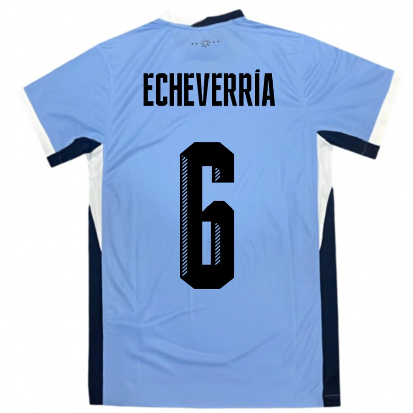 Danxen Dames Uruguay Juan Echeverria #6 Wit Zwart Thuisshirt Thuistenue 24-26 T-Shirt