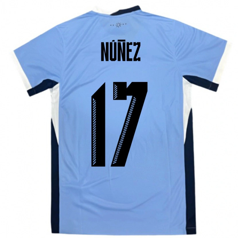 Danxen Dames Uruguay Facundo Nunez #17 Wit Zwart Thuisshirt Thuistenue 24-26 T-Shirt
