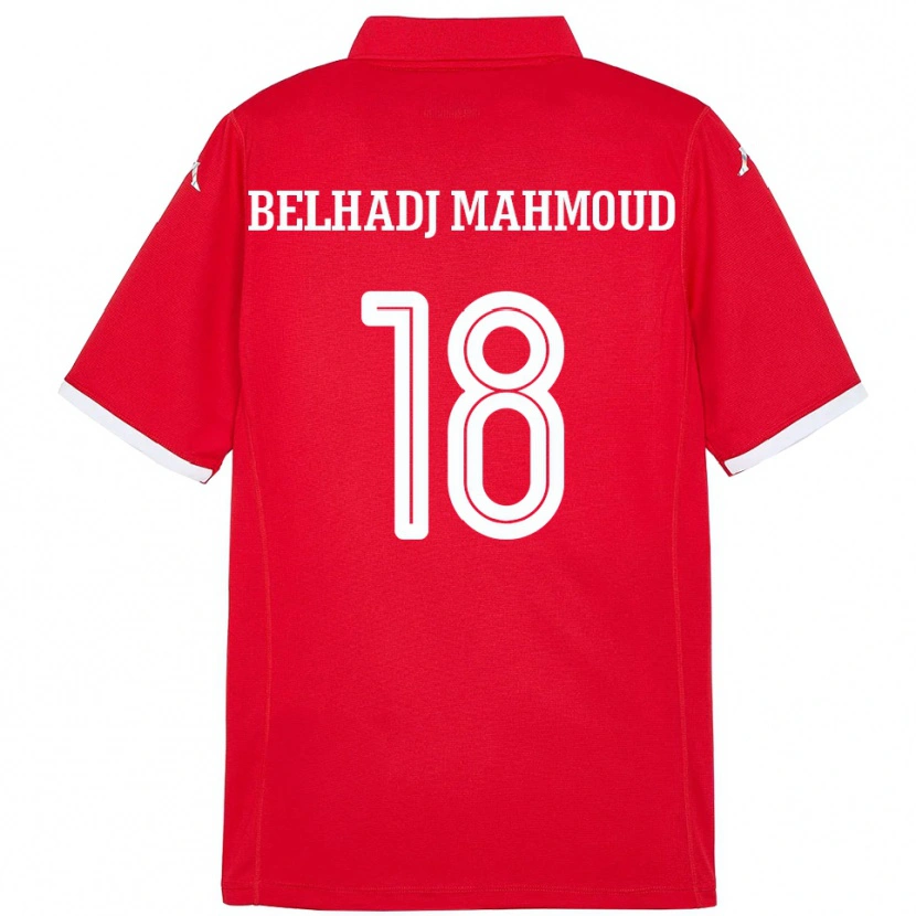 Danxen Dames Tunesië Mohamed Belhadj Mahmoud #18 Rood Thuisshirt Thuistenue 24-26 T-Shirt