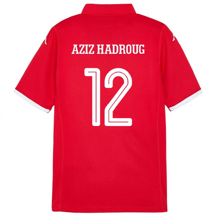 Danxen Dames Tunesië Mohamed Aziz Hadroug #12 Rood Thuisshirt Thuistenue 24-26 T-Shirt