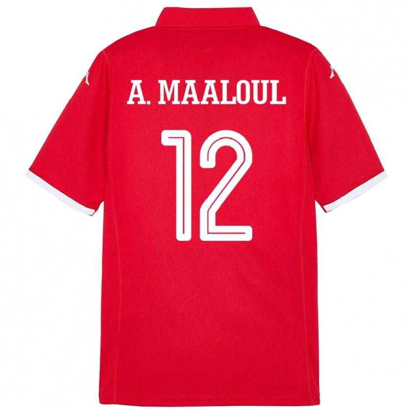 Danxen Dames Tunesië Ali Maaloul #12 Rood Thuisshirt Thuistenue 24-26 T-Shirt