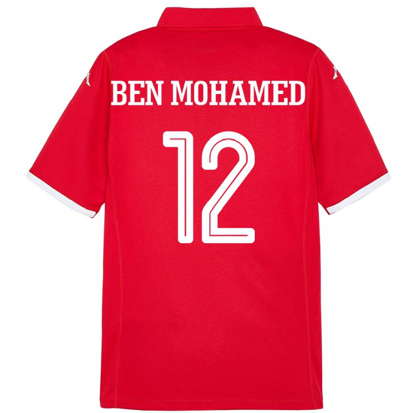 Danxen Dames Tunesië Ibtissem Ben Mohamed #12 Rood Thuisshirt Thuistenue 24-26 T-Shirt