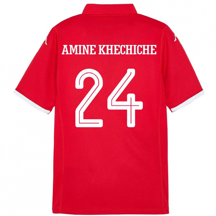 Danxen Dames Tunesië Mohamed Amine Khechiche #24 Rood Thuisshirt Thuistenue 24-26 T-Shirt
