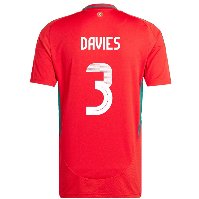 Danxen Dames Wales Mael Davies #3 Rood Thuisshirt Thuistenue 24-26 T-Shirt