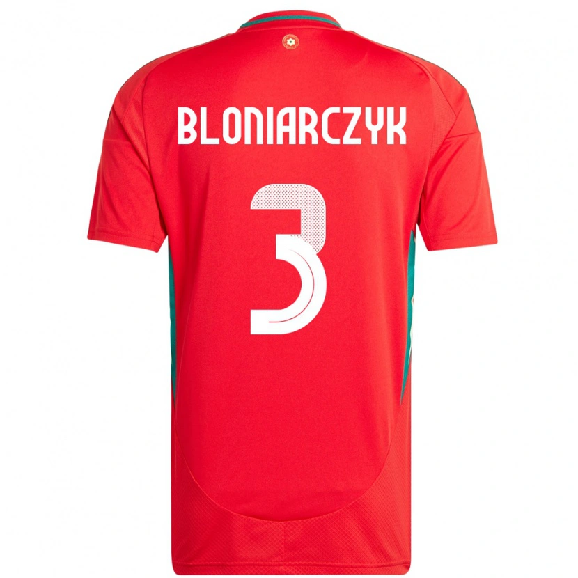 Danxen Dames Wales Kaven Bloniarczyk #3 Rood Thuisshirt Thuistenue 24-26 T-Shirt