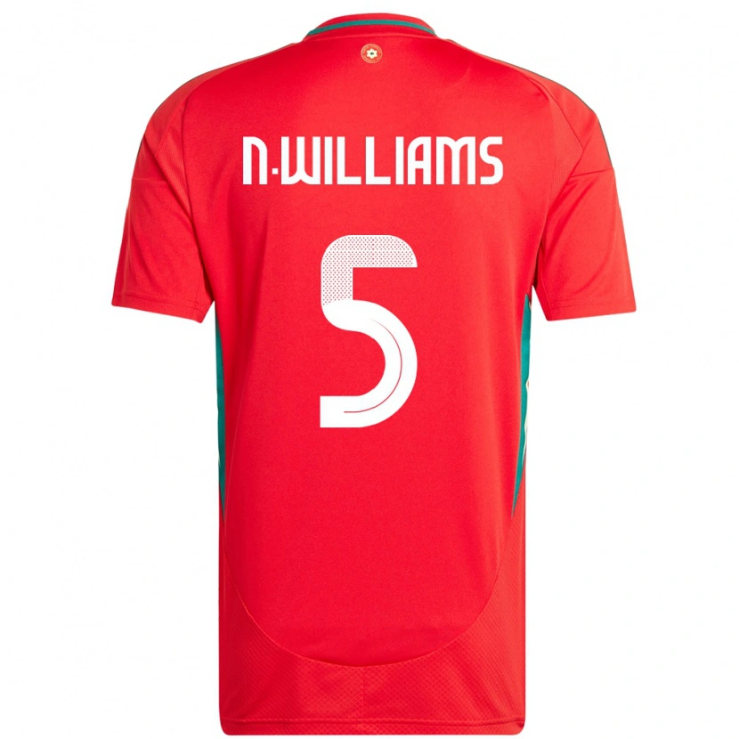 Danxen Dames Wales Noah Williams #5 Rood Thuisshirt Thuistenue 24-26 T-Shirt