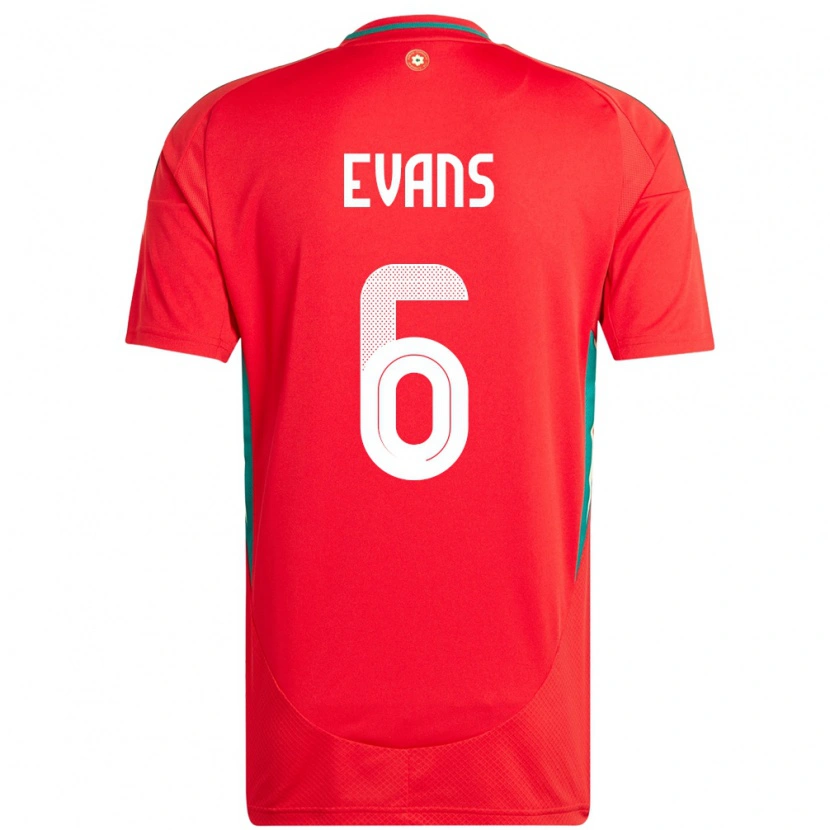 Danxen Dames Wales Louis Evans #6 Rood Thuisshirt Thuistenue 24-26 T-Shirt