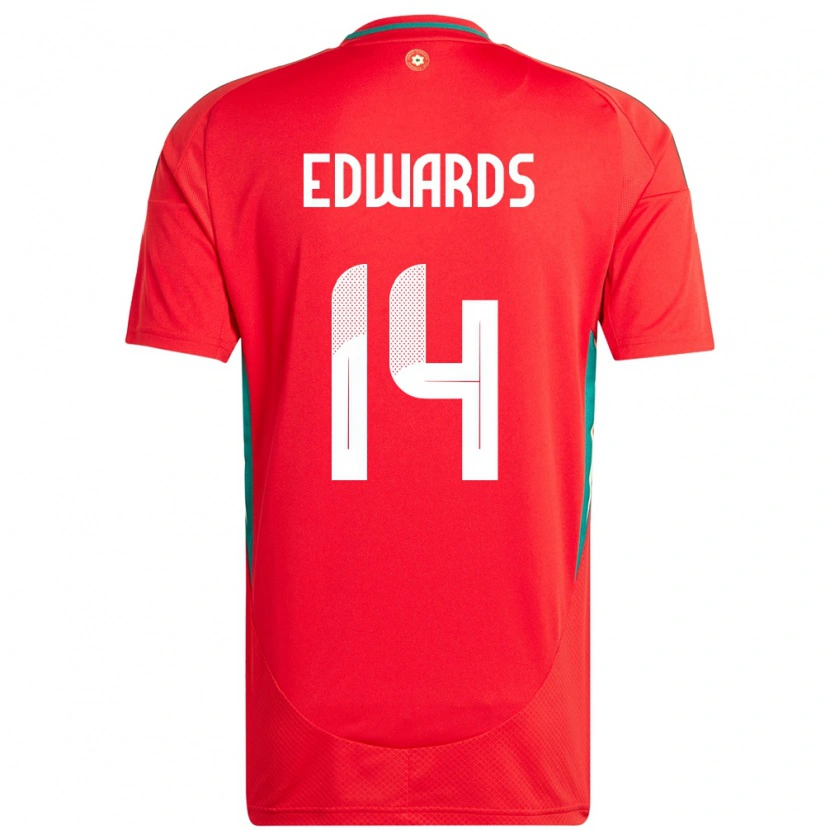 Danxen Dames Wales Noah Edwards #14 Rood Thuisshirt Thuistenue 24-26 T-Shirt