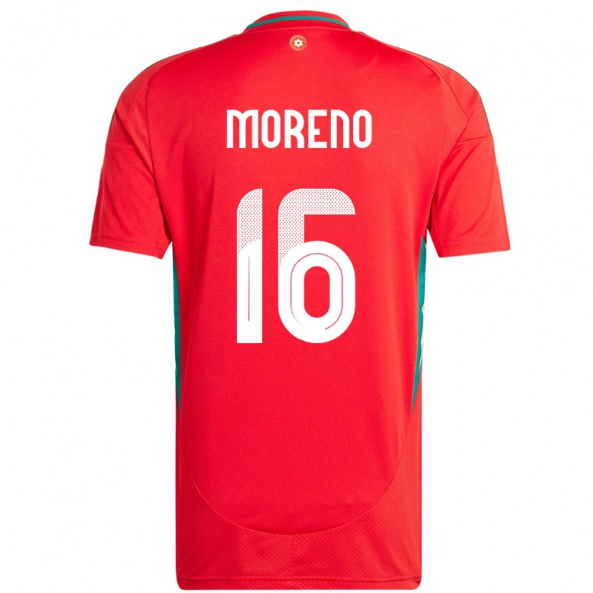 Danxen Dames Wales Paul Moreno #16 Rood Thuisshirt Thuistenue 24-26 T-Shirt