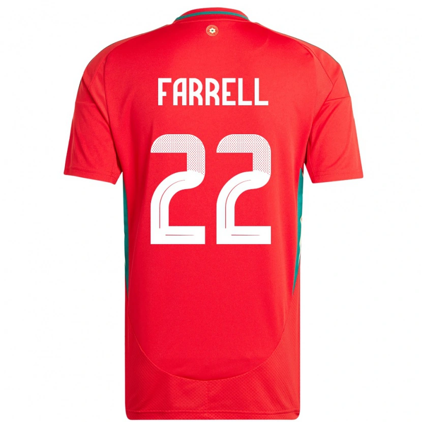 Danxen Dames Wales Joshua Farrell #22 Rood Thuisshirt Thuistenue 24-26 T-Shirt
