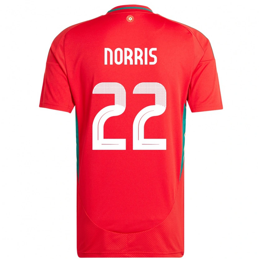 Danxen Dames Wales Jacob Norris #22 Rood Thuisshirt Thuistenue 24-26 T-Shirt