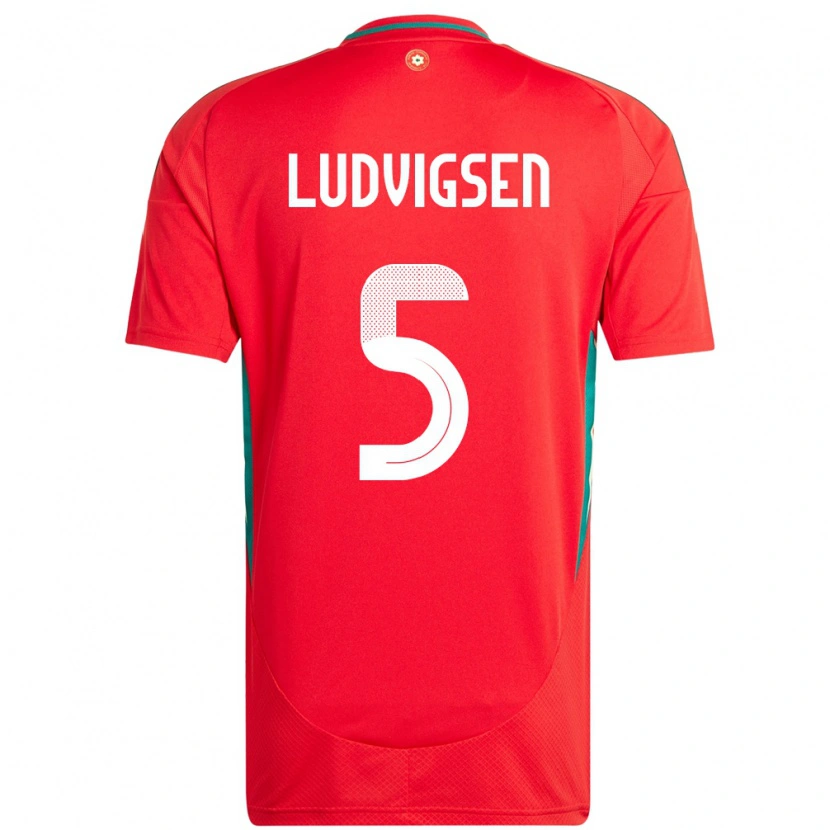 Danxen Dames Wales Kai Ludvigsen #5 Rood Thuisshirt Thuistenue 24-26 T-Shirt