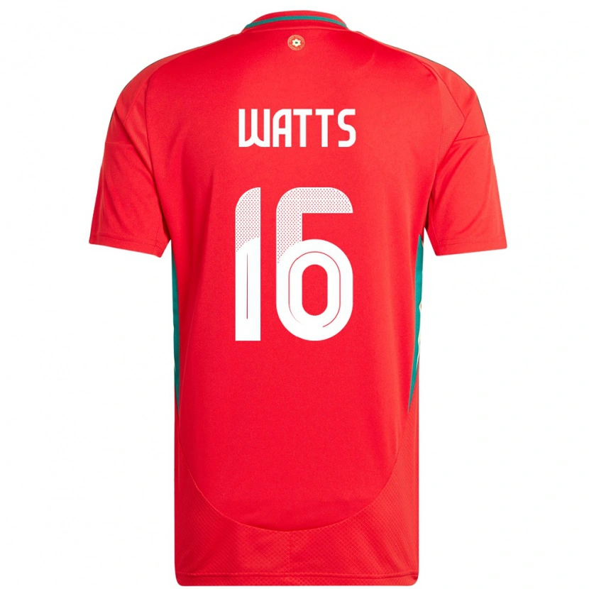 Danxen Dames Wales Daniel Watts #16 Rood Thuisshirt Thuistenue 24-26 T-Shirt