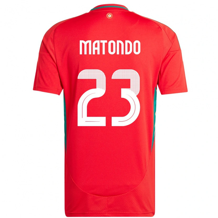 Danxen Dames Wales Rabbi Matondo #23 Rood Thuisshirt Thuistenue 24-26 T-Shirt