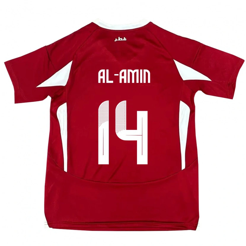 Danxen Dames Qatar Homam Al-Amin #14 Rood Thuisshirt Thuistenue 24-26 T-Shirt