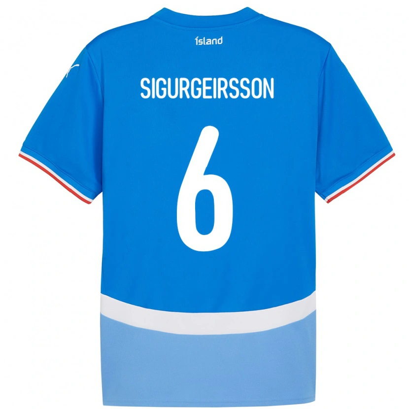 Danxen Dames Ijsland Rúnar Thór Sigurgeirsson #6 Blauw Thuisshirt Thuistenue 24-26 T-Shirt