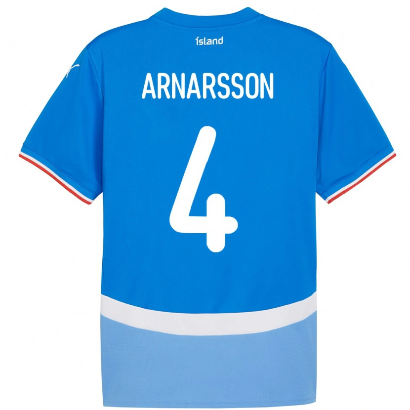 Danxen Dames Ijsland Ásbjörn Líndal Arnarsson #4 Blauw Thuisshirt Thuistenue 24-26 T-Shirt