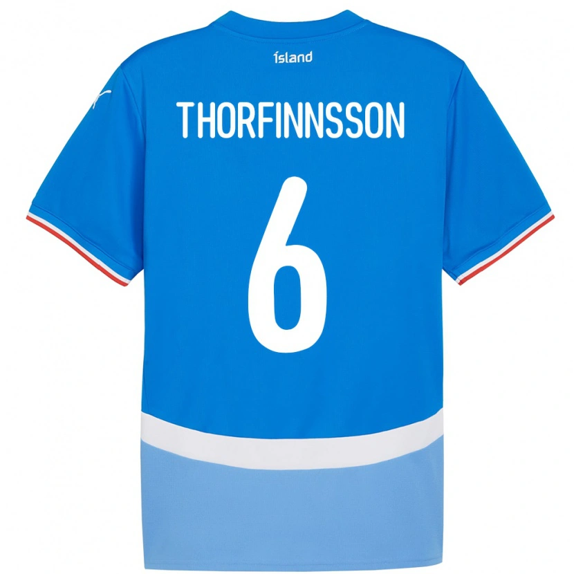 Danxen Dames Ijsland Mikael Máni Thorfinnsson #6 Blauw Thuisshirt Thuistenue 24-26 T-Shirt