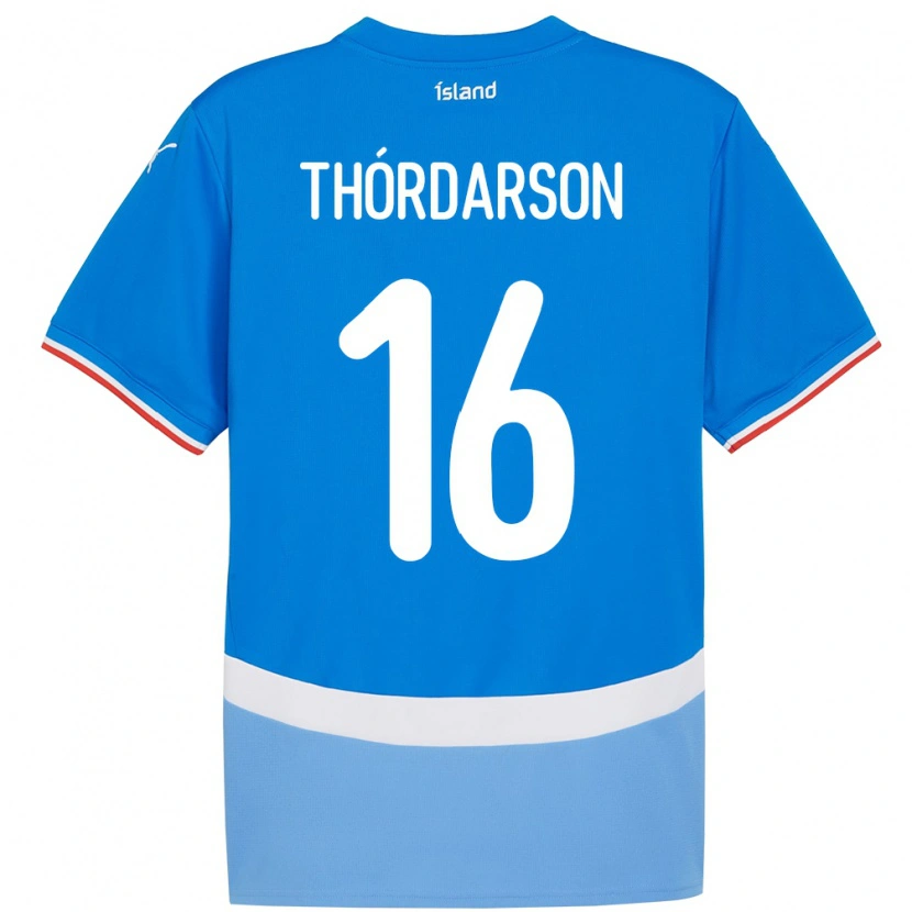 Danxen Dames Ijsland Gísli Thórdarson #16 Blauw Thuisshirt Thuistenue 24-26 T-Shirt