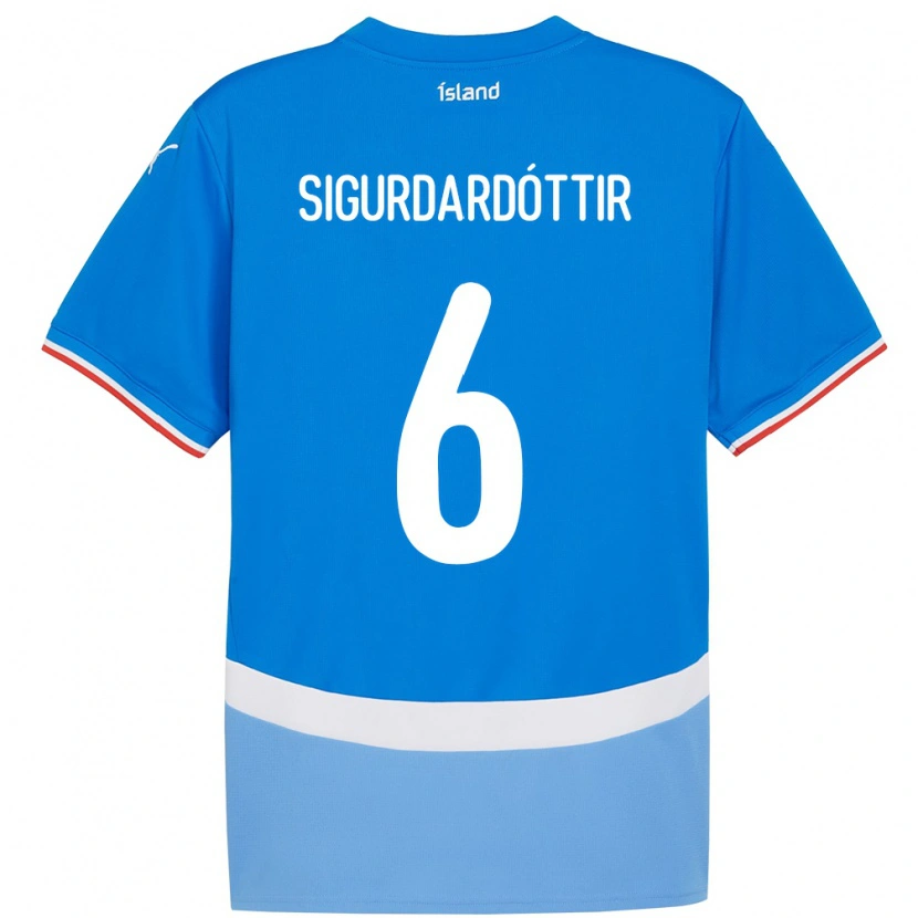 Danxen Dames Ijsland Ingibjörg Sigurðardóttir #6 Blauw Thuisshirt Thuistenue 24-26 T-Shirt