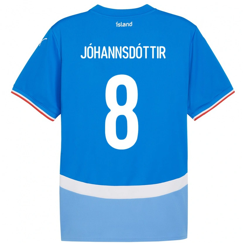 Danxen Dames Ijsland Alexandra Jóhannsdóttir #8 Blauw Thuisshirt Thuistenue 24-26 T-Shirt