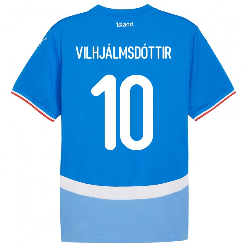 Danxen Dames Ijsland Karólína Lea Vilhjálmsdóttir #10 Blauw Thuisshirt Thuistenue 24-26 T-Shirt