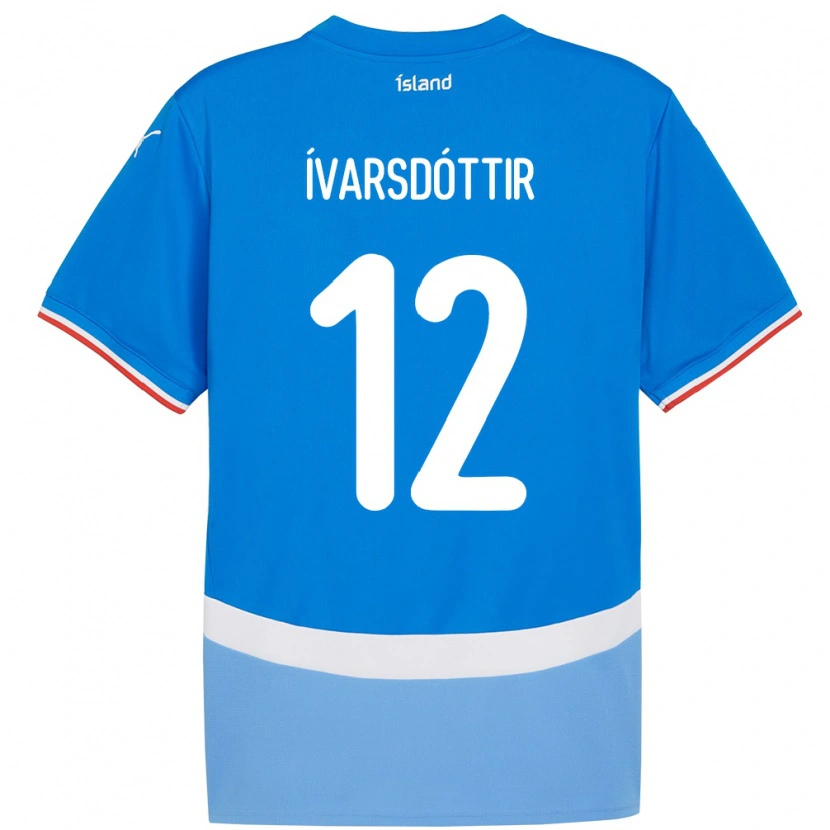 Danxen Dames Ijsland Telma Ívarsdóttir #12 Blauw Thuisshirt Thuistenue 24-26 T-Shirt