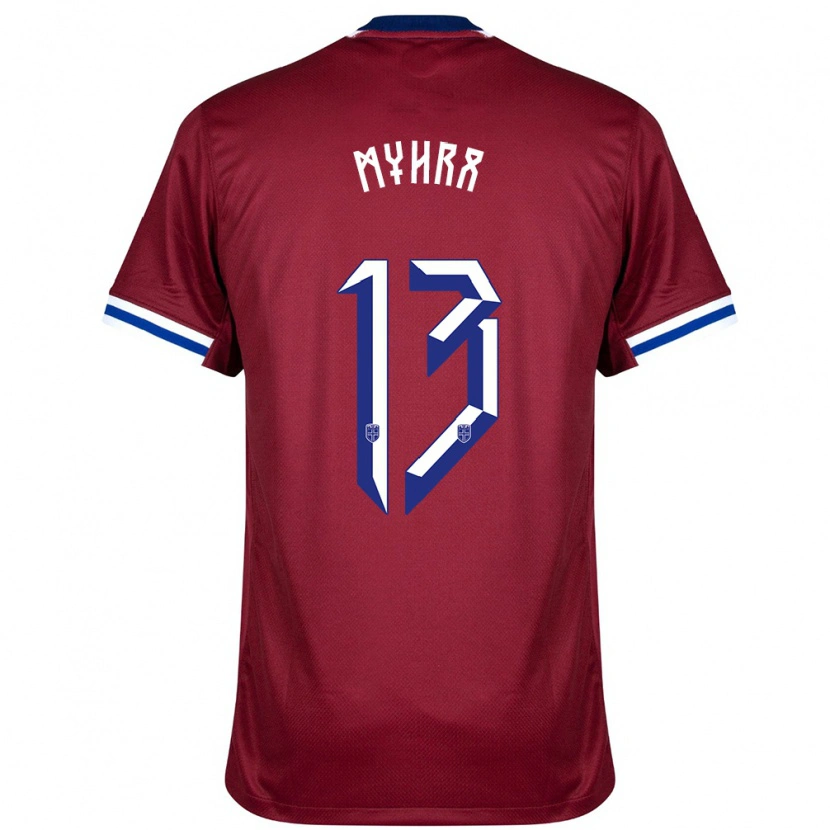 Danxen Dames Noorwegen Viljar Myhra #13 Rood Blauw Wit Thuisshirt Thuistenue 24-26 T-Shirt