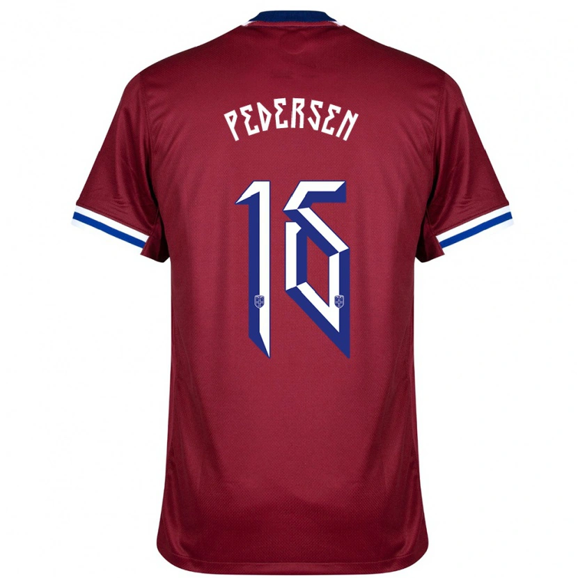 Danxen Dames Noorwegen Marcus Pedersen #16 Rood Blauw Wit Thuisshirt Thuistenue 24-26 T-Shirt