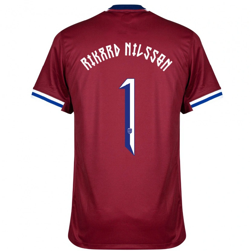 Danxen Dames Noorwegen Oskar Rikard Nilsson #1 Rood Blauw Wit Thuisshirt Thuistenue 24-26 T-Shirt